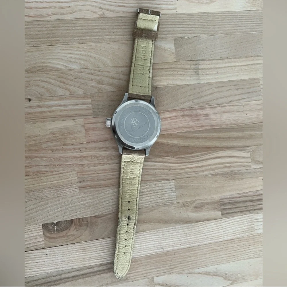 Smith & Bradley Men's Rare Vintage Watch Stainless Case Canvas Strap Black Dial